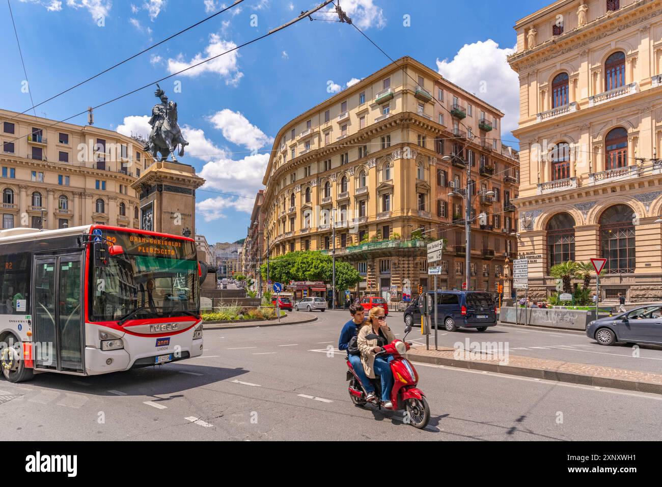 View of architecture and Vittorio Emanuele II Monument in Piazza Bovio, Corso Umberto I, Naples, Campania, Italy, Europe Copyright: FrankxFell 844-348 Stock Photo