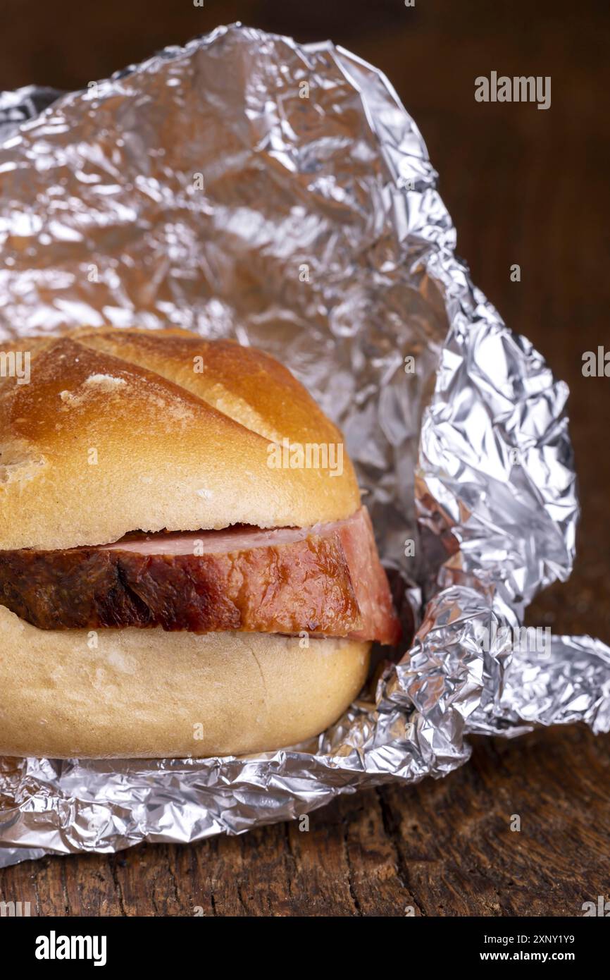 Bavarian meat loaf in a roll Stock Photo