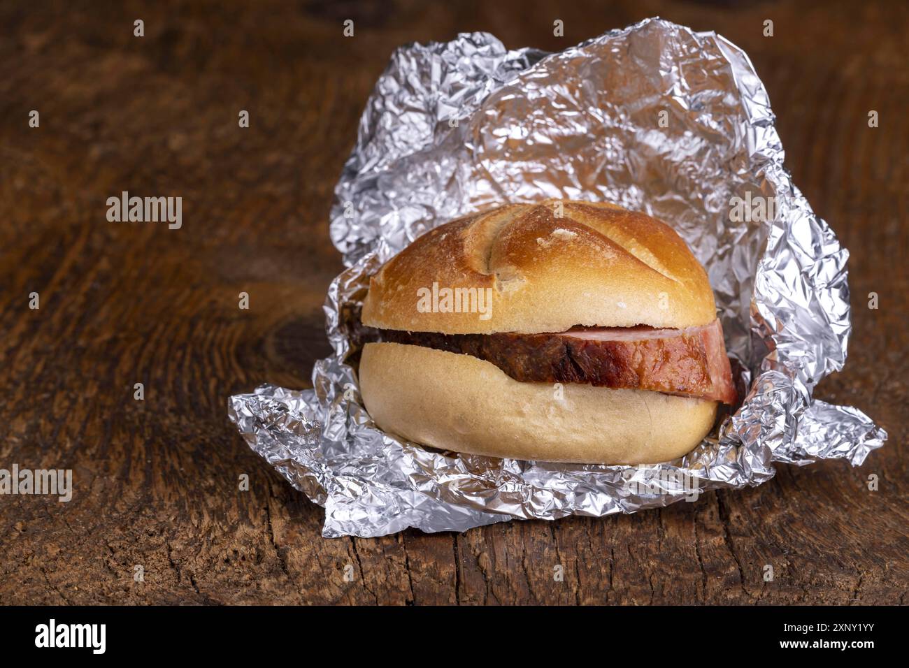 Bavarian meat loaf in a roll Stock Photo