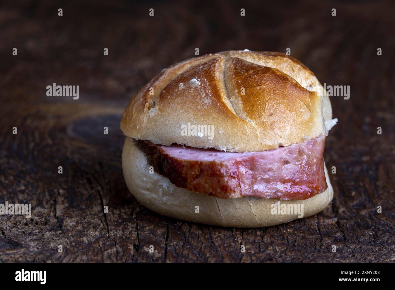 Bavarian meat loaf in a roll Stock Photo