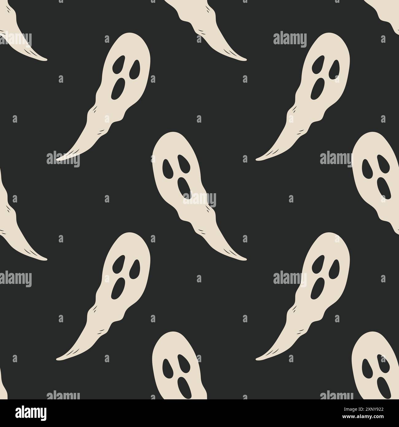 Seamless pattern of retro ghosts on black background. Happy Halloween ...