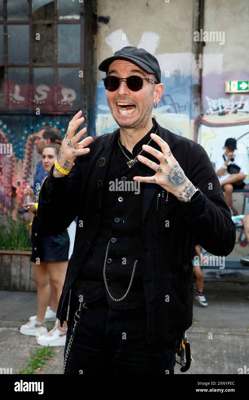 Mark Benecke at the opening of the Tim Burton exhibition in the Radsetzerei on the RAW site in Berlin on 18 July 2024 Stock Photo