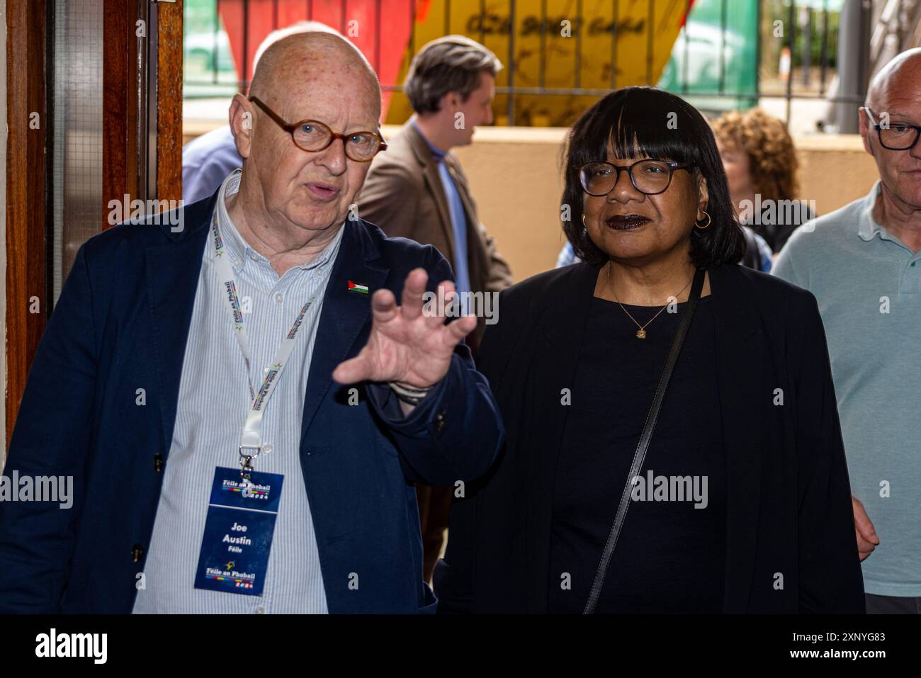 Belfast, UK. 02nd Aug, 2024. MP for Hackney North and Stoke Newington Diane Abbott was in Conversation with Joe Austin as part of the 2024 Feile an Phobal in Belfast Credit: Bonzo/Alamy Live News Stock Photo