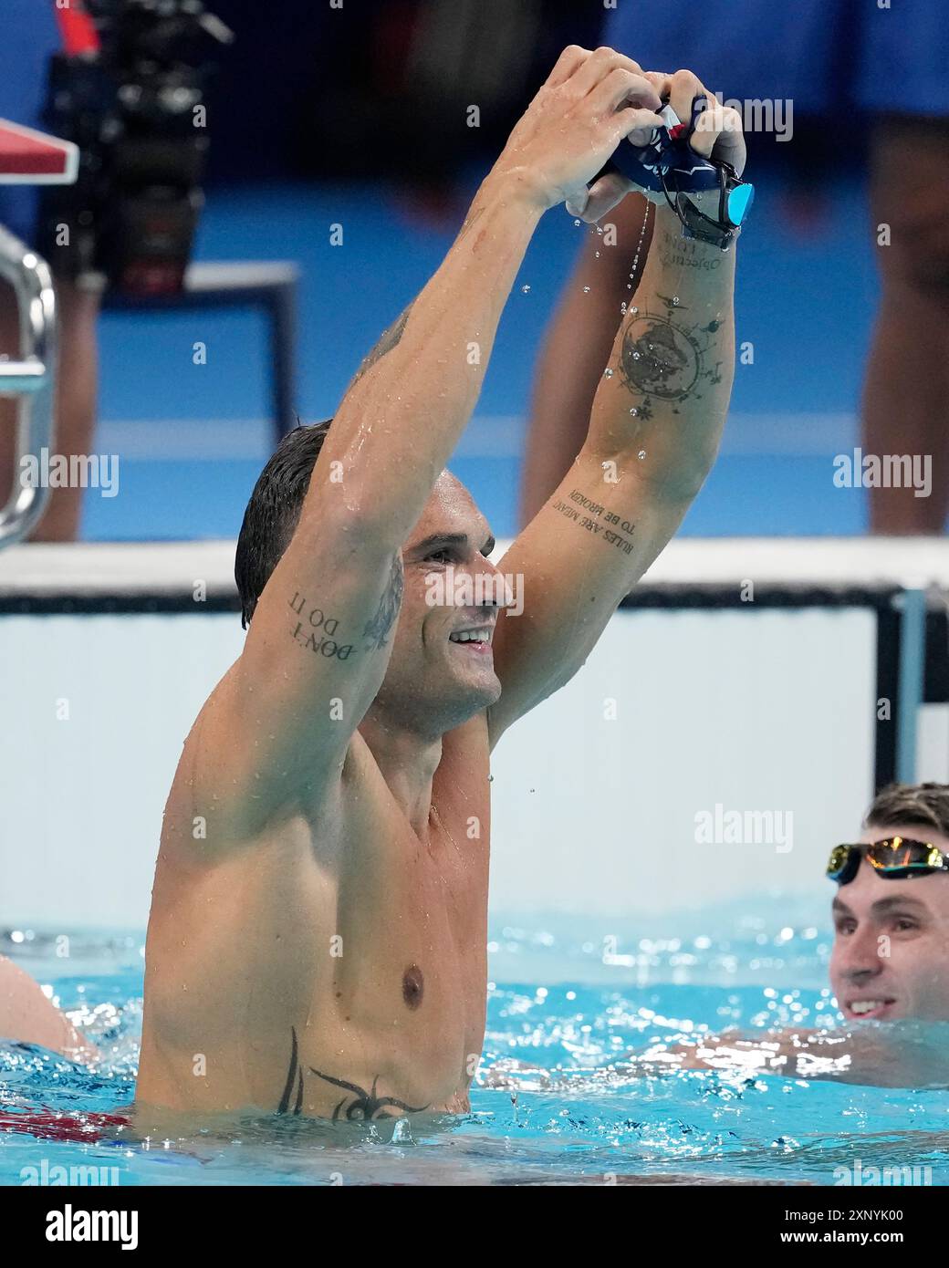 Florent Manaudou of France celebrates after taking the bronze medal in ...