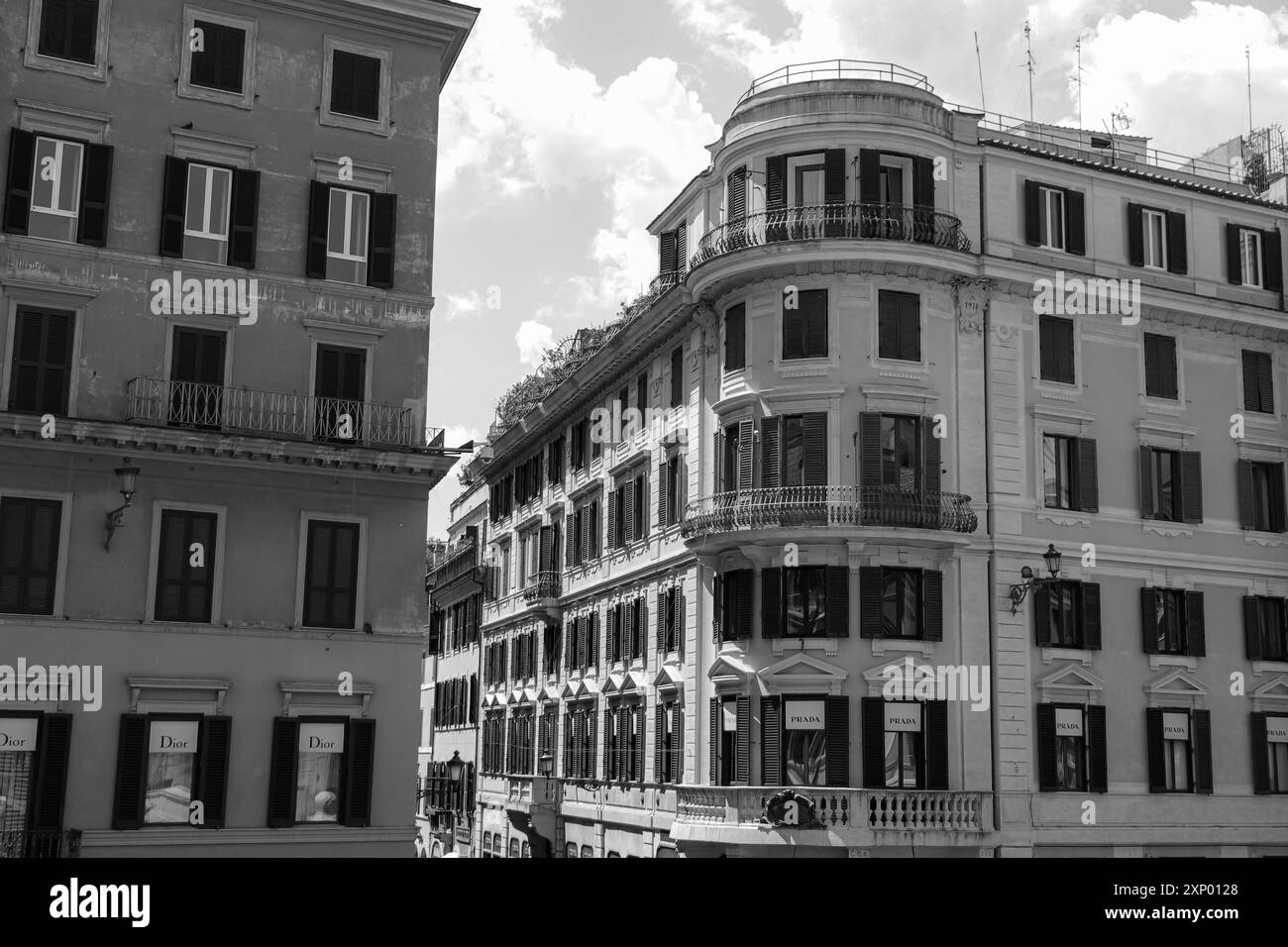 Dior and Prada store front on Via dei Condotti, a fashionable shopping ...