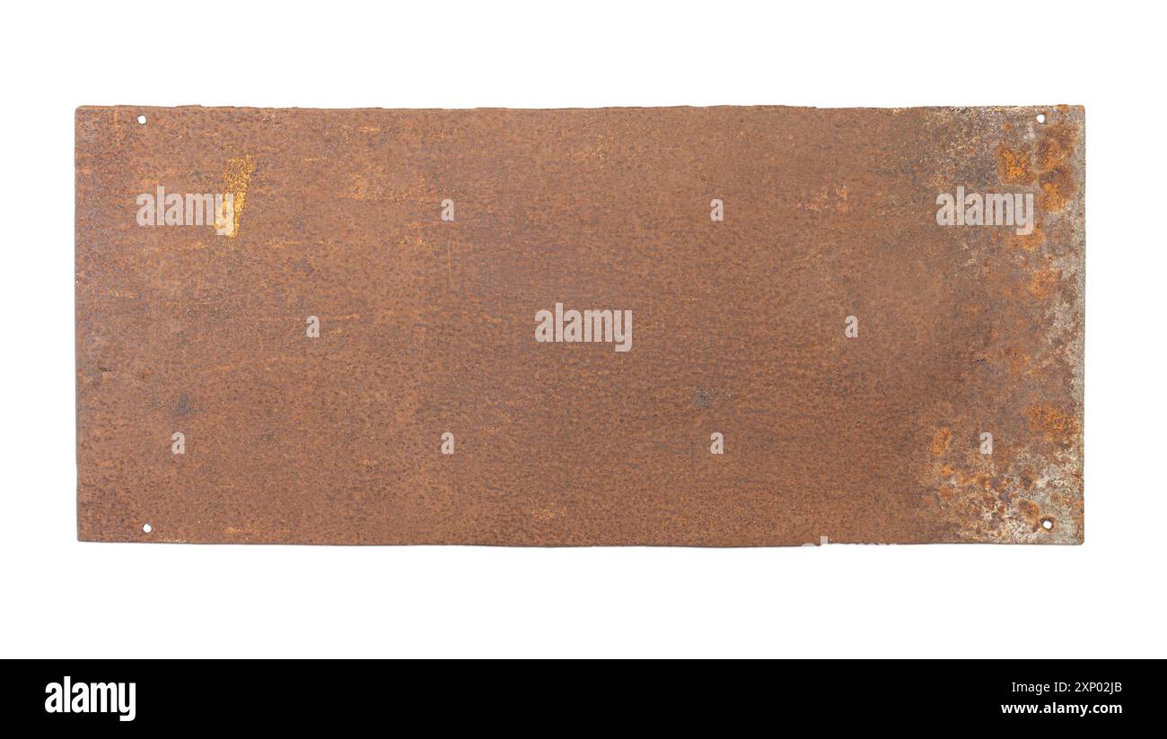 Rusty Metal blank Plate isolated on white background Stock Photo