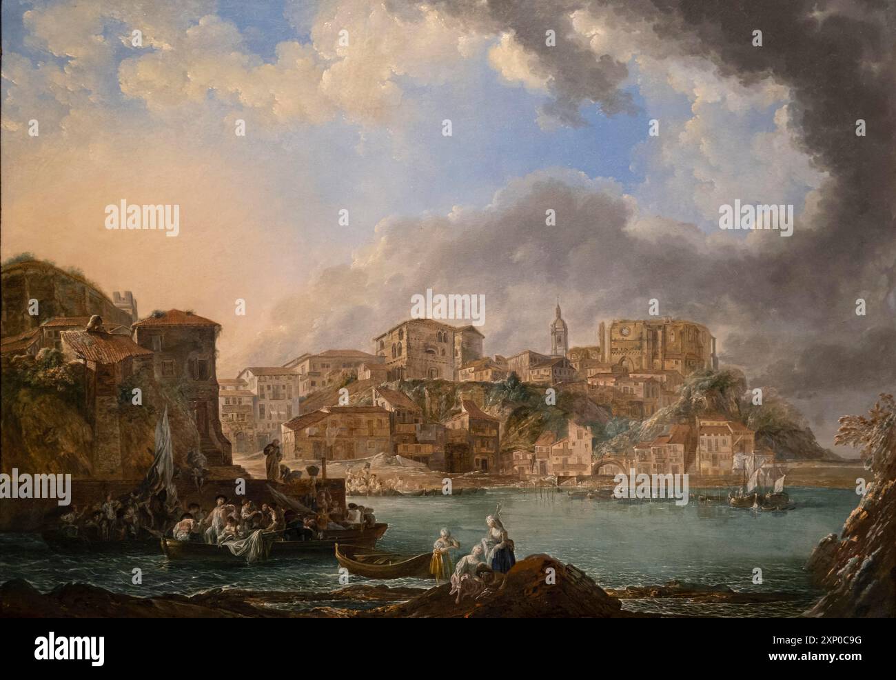 View of Bermeo, Luis Paret and Alcazar, 1783, oil on copper, Museo de Bellas Artes, Bilbao, Spain Stock Photo