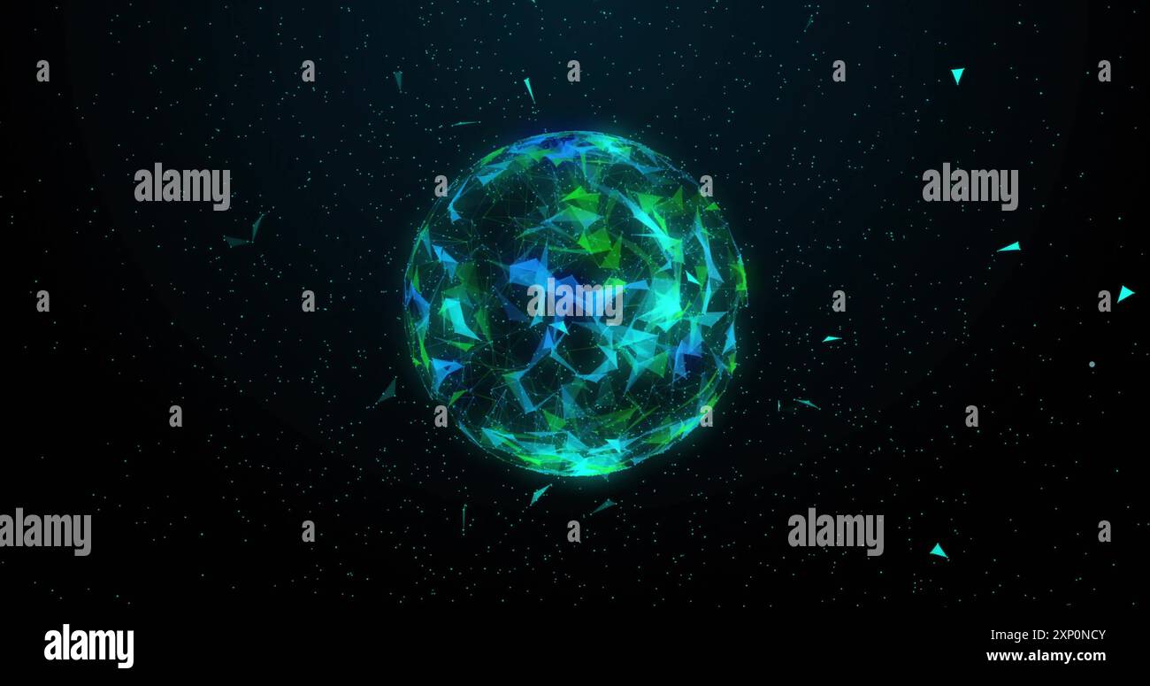 DNA strand image over rotating globe with glowing particles Stock Photo ...