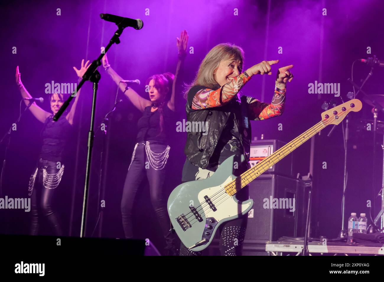 Wickham, UK. 02nd Aug, 2024. American singer, bass guitarist, songwriter and actor Susan Kay Quatro known professionally as Suzi Quatro performs live on stage at wickham Festival. (Photo by Dawn Fletcher-Park/SOPA Images/Sipa USA) Credit: Sipa USA/Alamy Live News Stock Photo