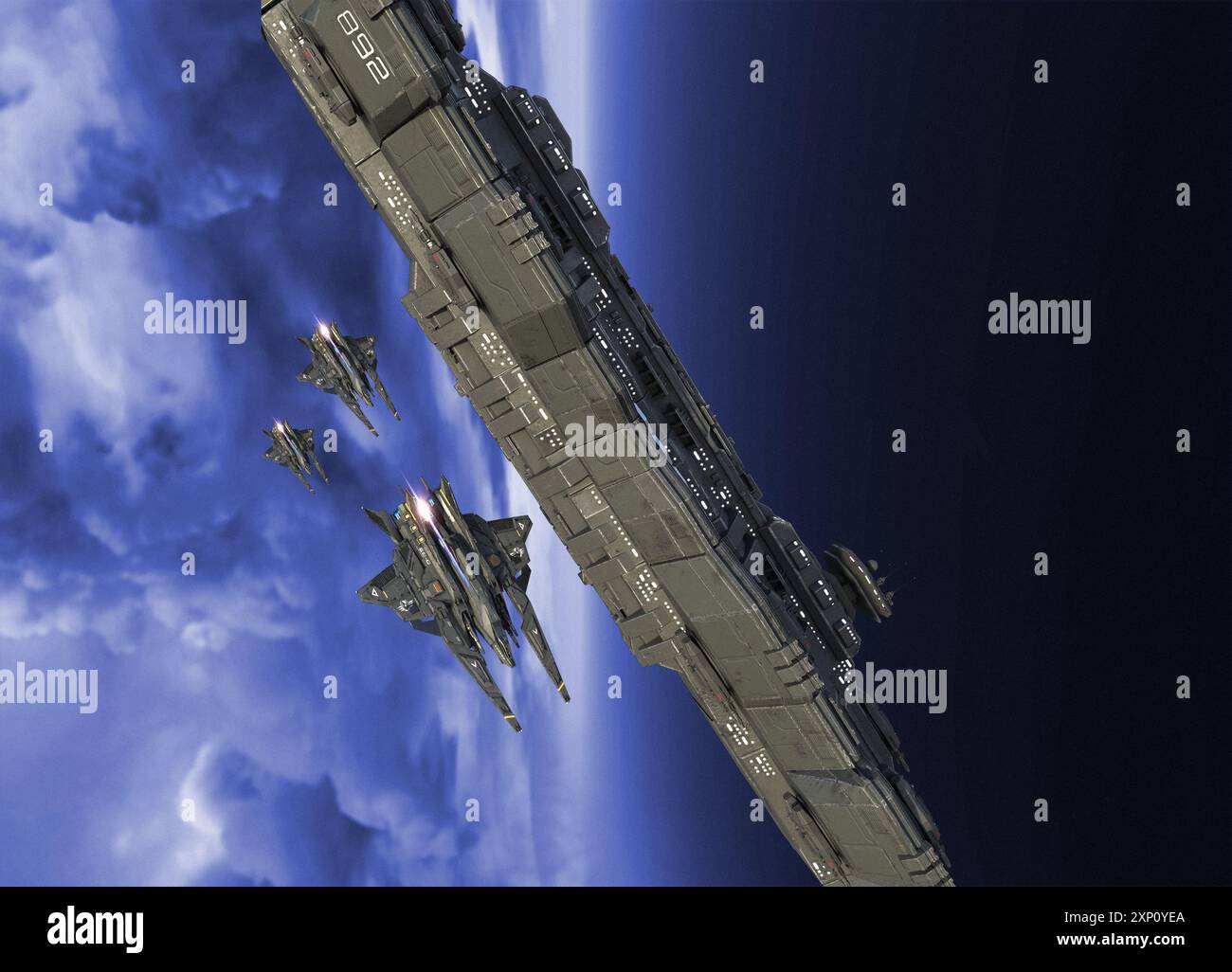 Space station in orbit around Earth, illustration Stock Photo - Alamy