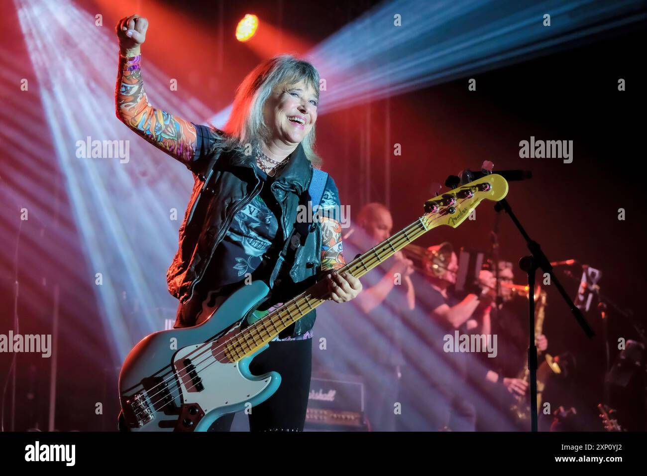 Wickham, UK. 02nd Aug, 2024. American singer, bass guitarist, songwriter and actor Susan Kay Quatro known professionally as Suzi Quatro performs live on stage at wickham Festival. (Photo by Dawn Fletcher-Park/SOPA Images/Sipa USA) Credit: Sipa USA/Alamy Live News Stock Photo