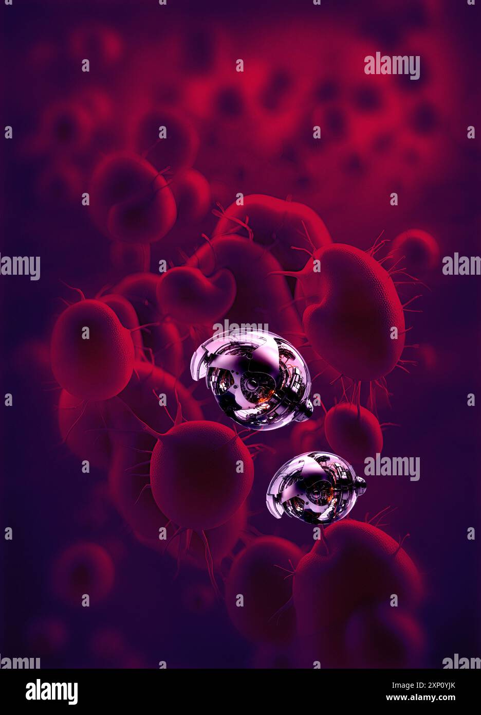 Illustration showing medical nanorobots travelling inside the human ...