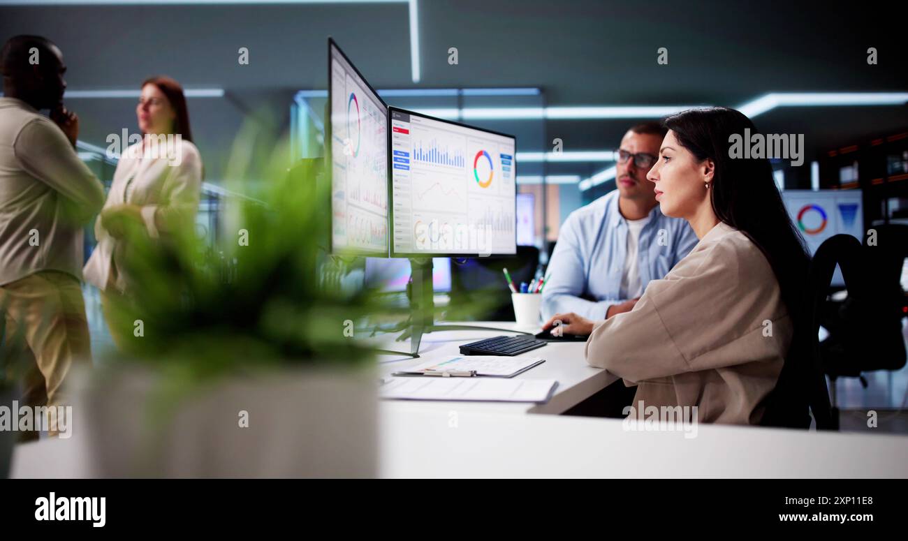 Data Analyst Using Data Analytics KPI Dashboard Stock Photo