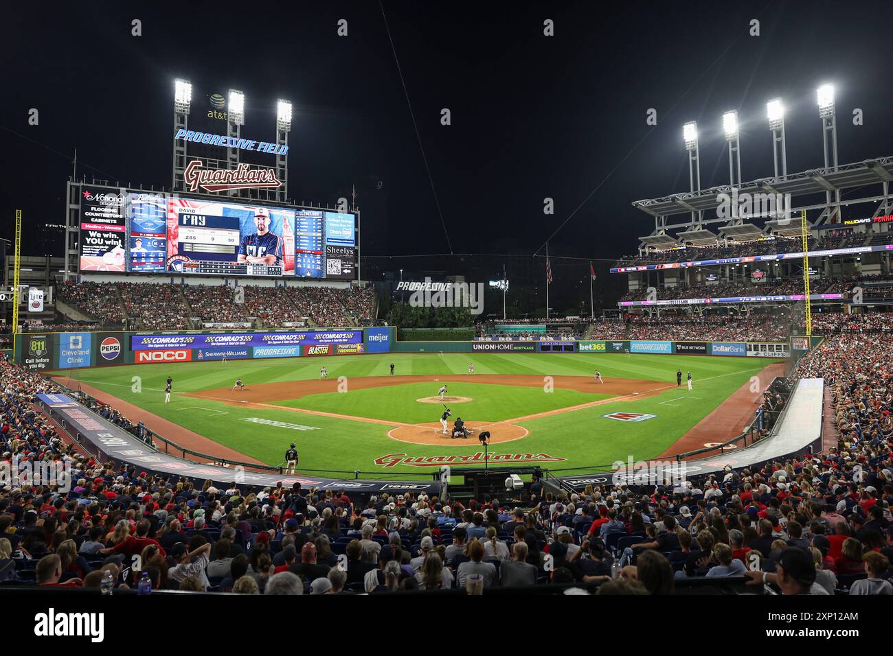 Cleveland, Ohio, USA. 2nd Aug, 2024. A general view of the field during an MLB game between the Cleveland Guardians and the Baltimore Orioles on August 2, 2024 at Progressive Field. The Guardians beat the Orioles 8-4. (Credit Image: © Kim Hukari/ZUMA Press Wire) EDITORIAL USAGE ONLY! Not for Commercial USAGE! Stock Photo