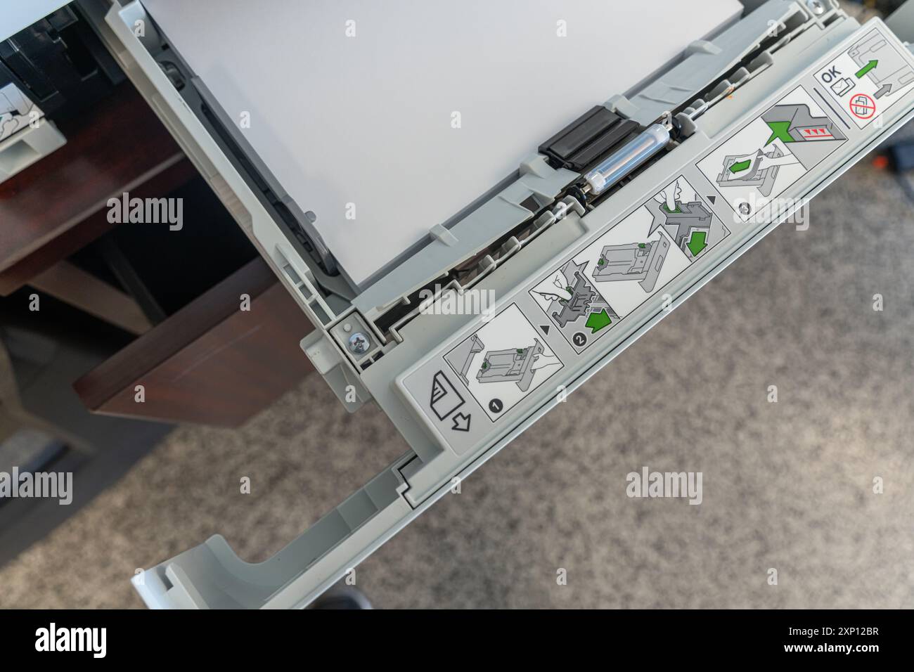 Multi function laser printer paper tray Stock Photo