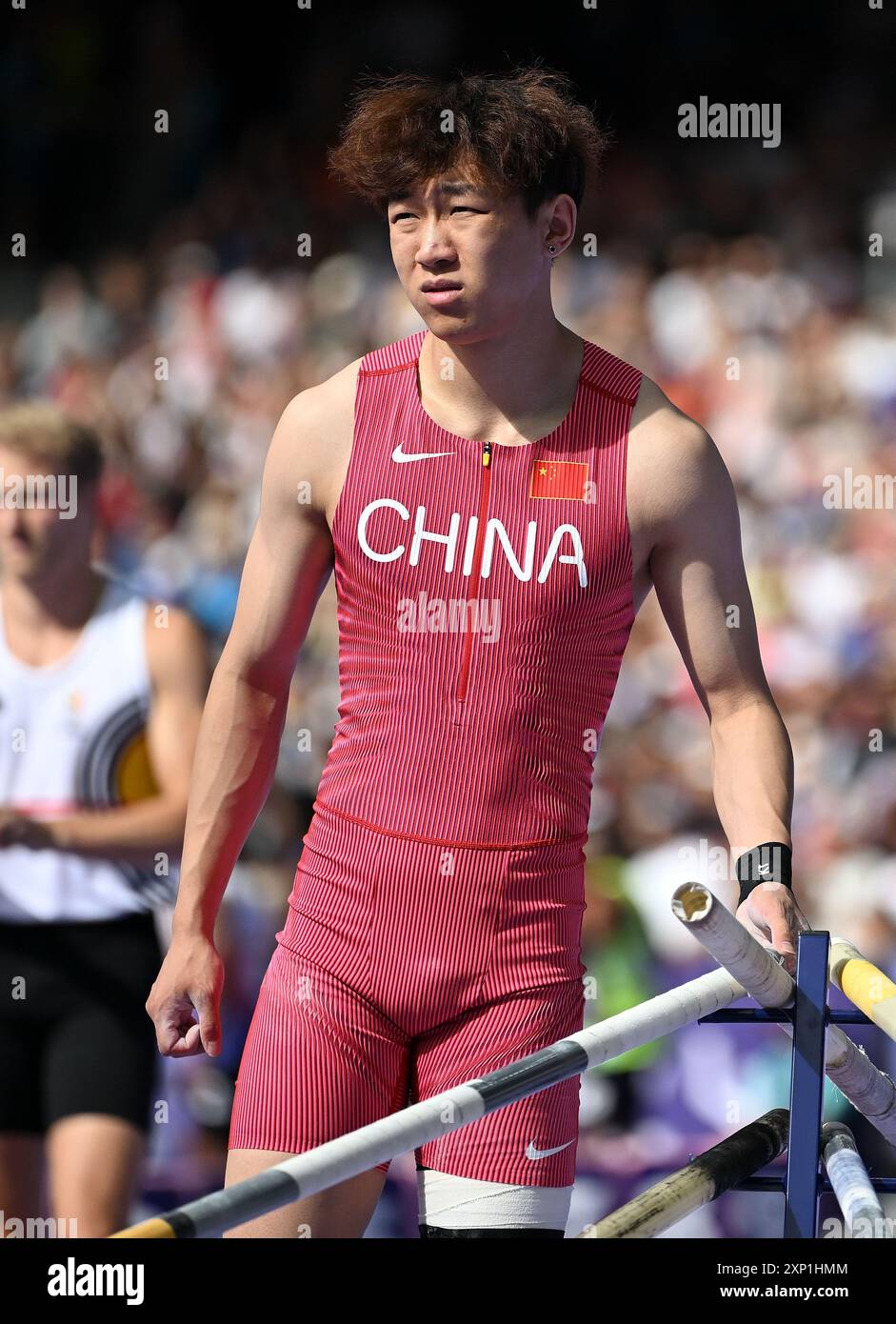 Paris, France. 3rd Aug, 2024. Zhong Tao of China reacts after the men's ...
