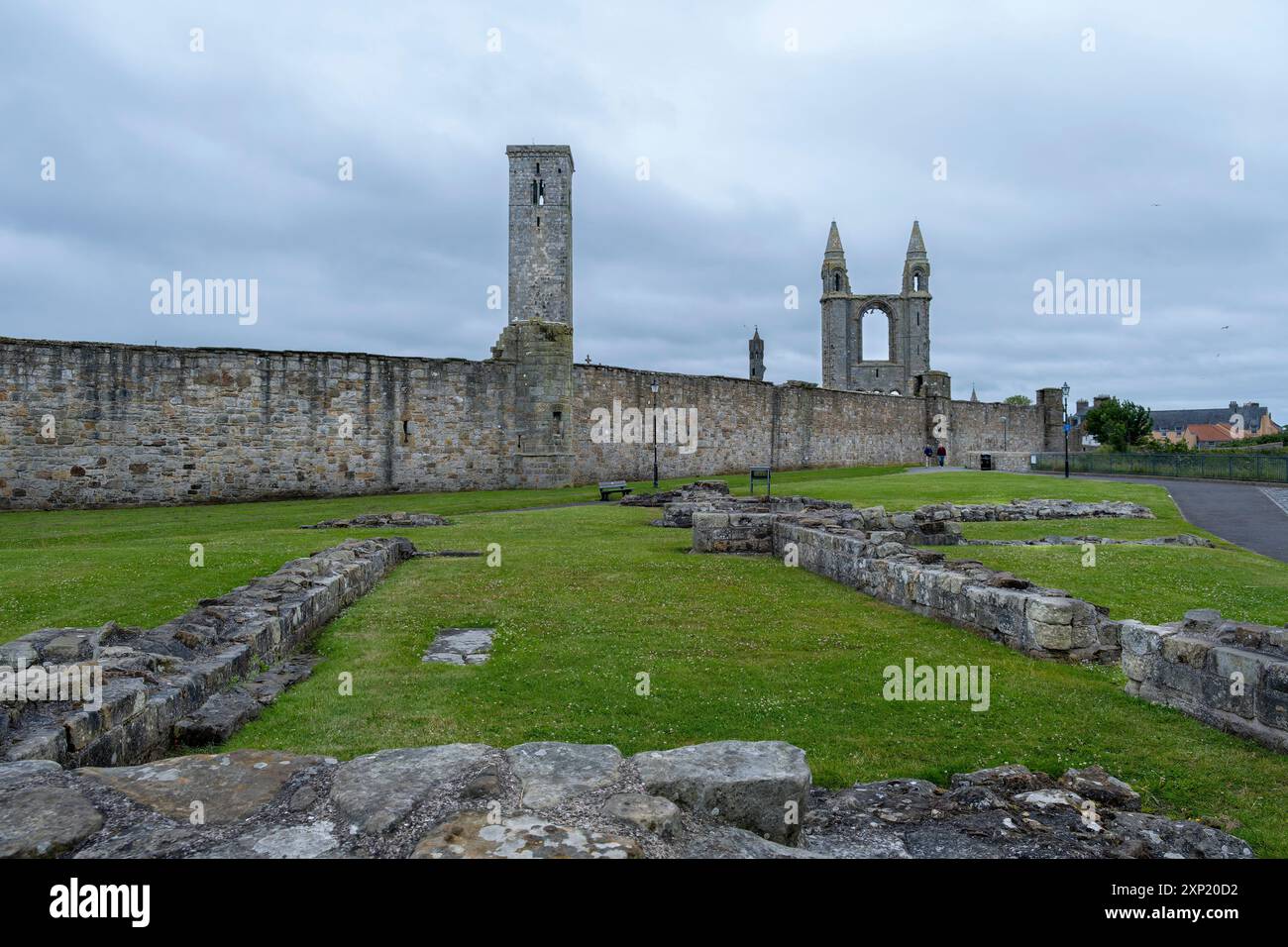 View of St Andrews, Scotland, UK - July 13, 2024: The ancient ruins and towers ...