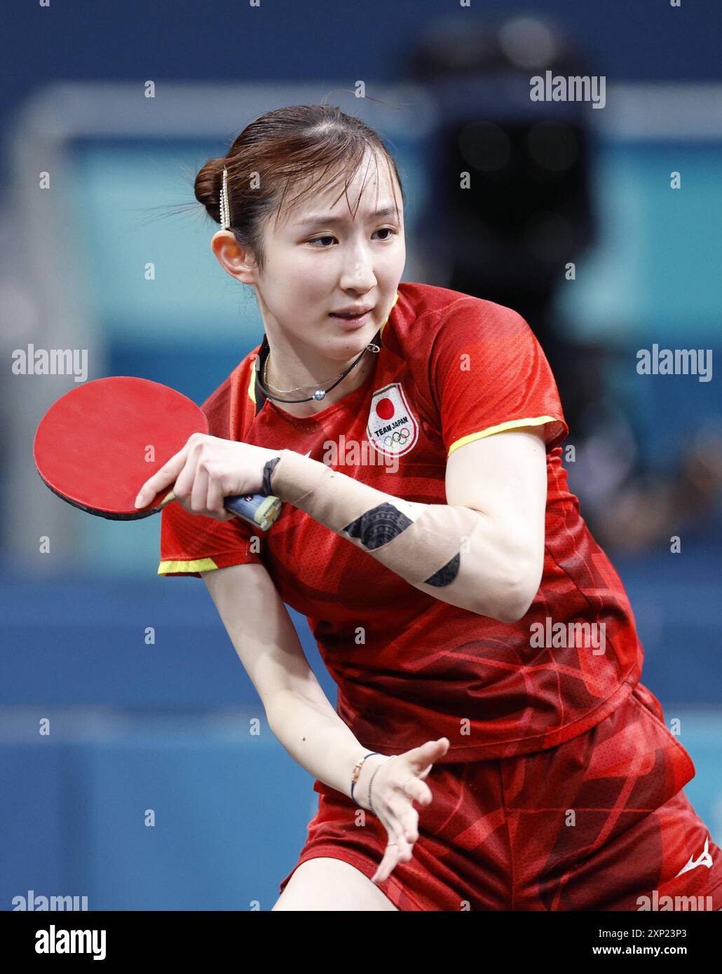Japan's Hina Hayata competes against South Korea's Shin Yu Bin in the ...