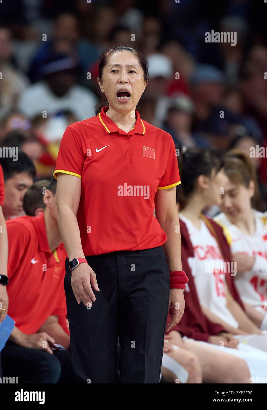 Lille, France. 3rd Aug, 2024. Coach Zheng Wei of team China is seen ...