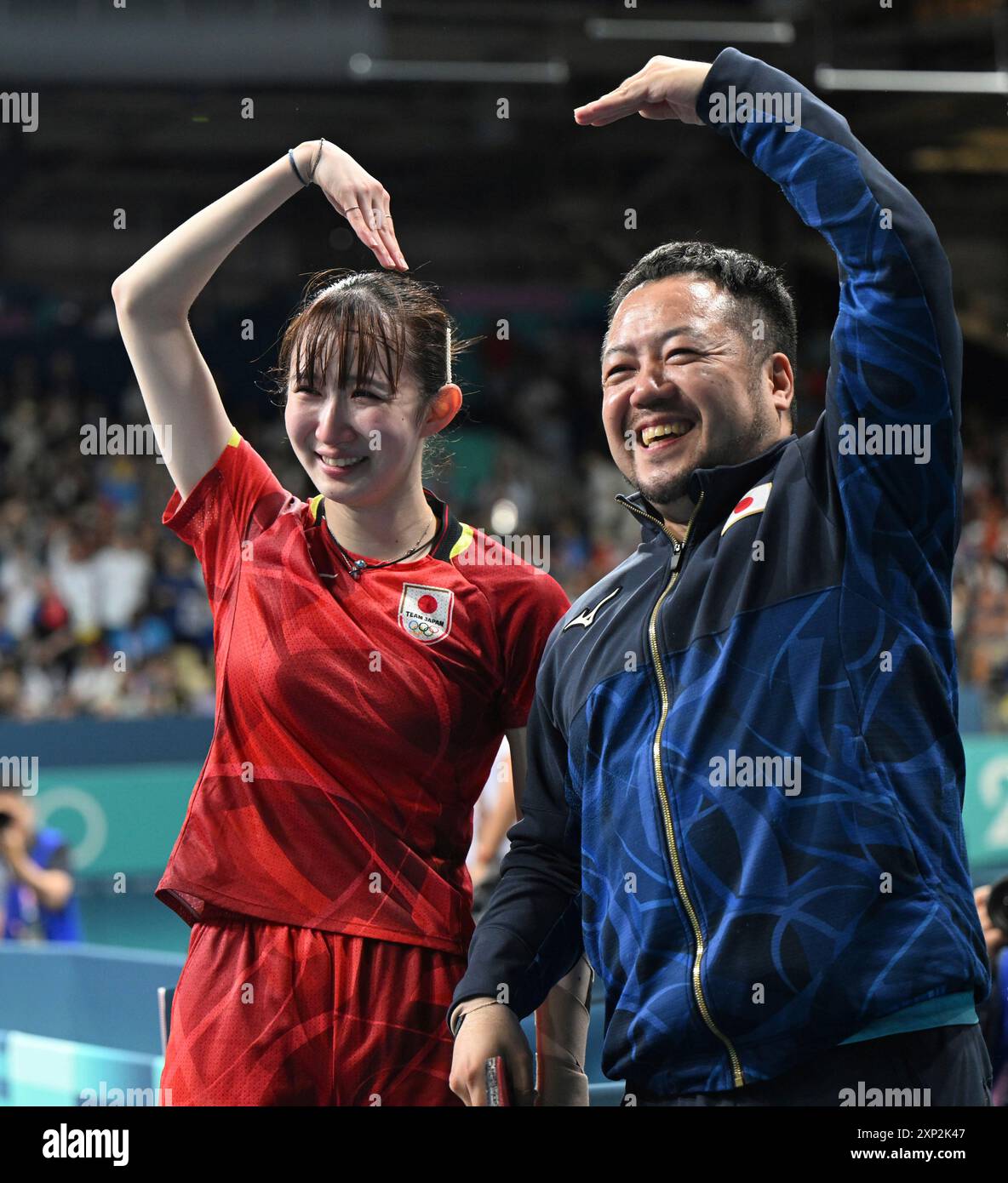 HAYATA Hina of Japan celebrates after winning a women's table tennis ...