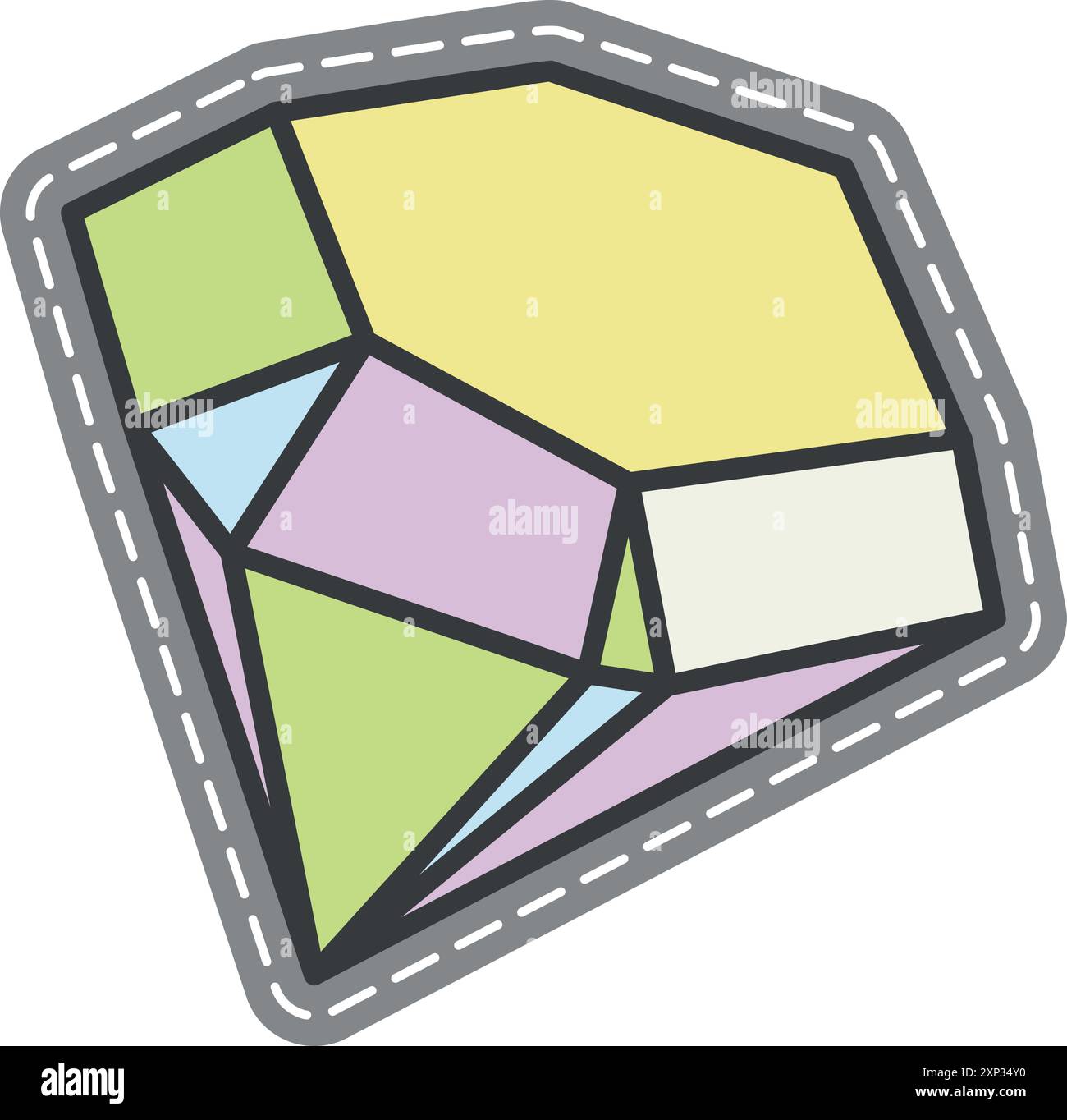 Gemstone patch. Jewelry stone sticker. Diamond crystal Stock Vector