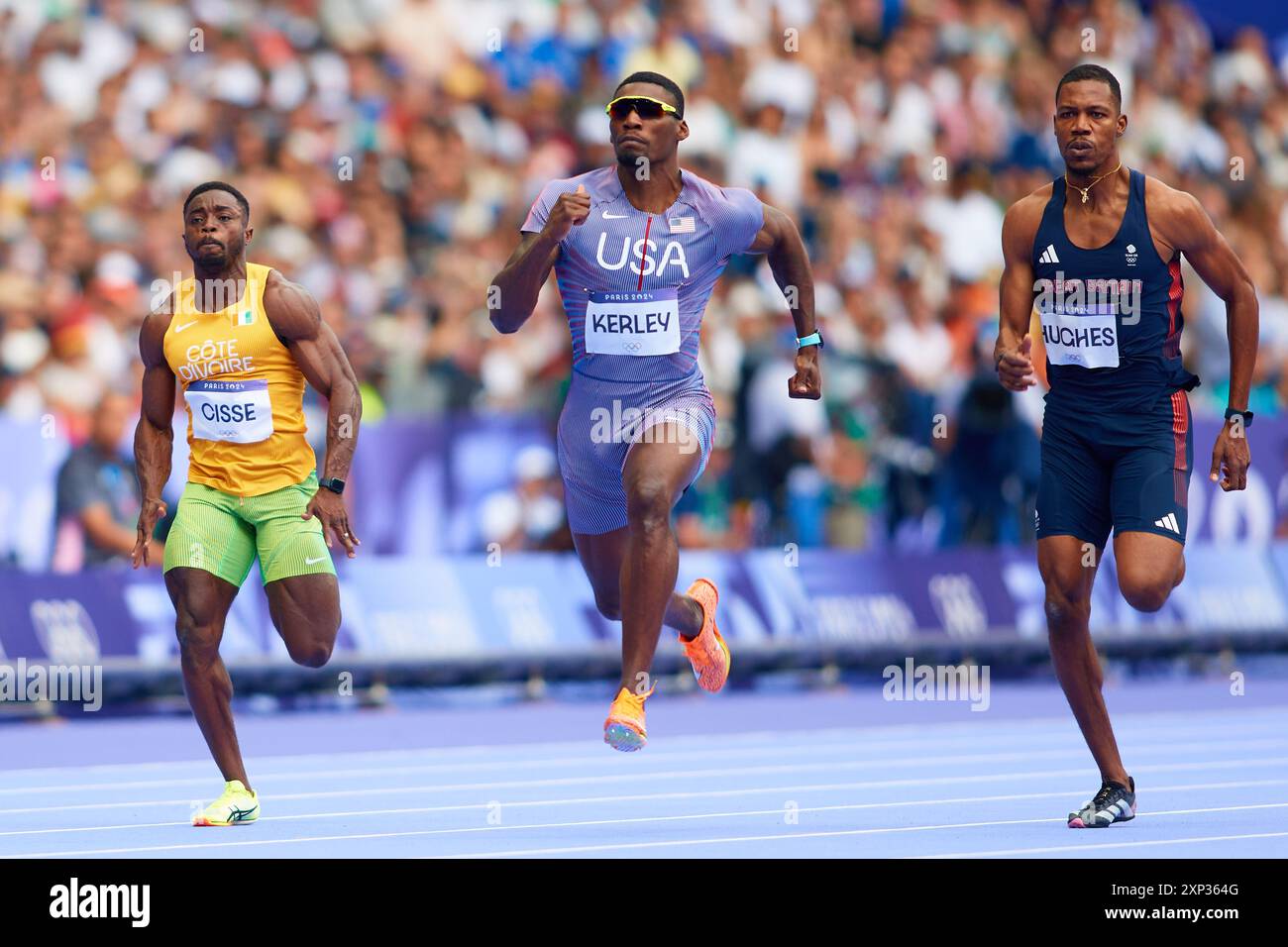 Fred Kerley of the United States competes in round one of the Men's