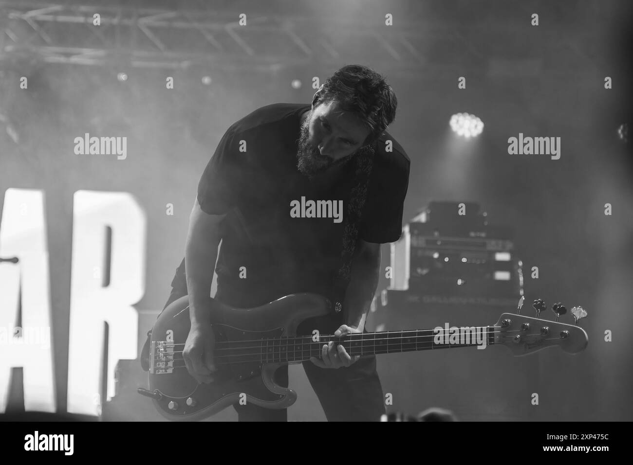 Actor Keanu Reeves playing bass guitar with his band Dogstar on Arsenal Fest, Kragujevac, Serbia Stock Photo