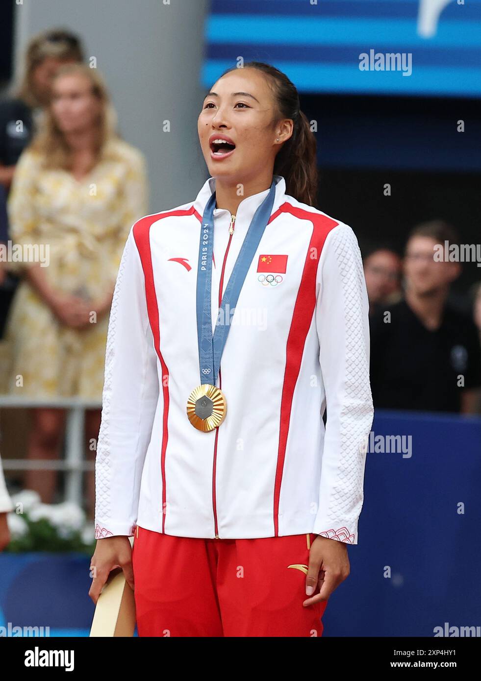Paris, France. 3rd Aug, 2024. Gold medalist Zheng Qinwen of China