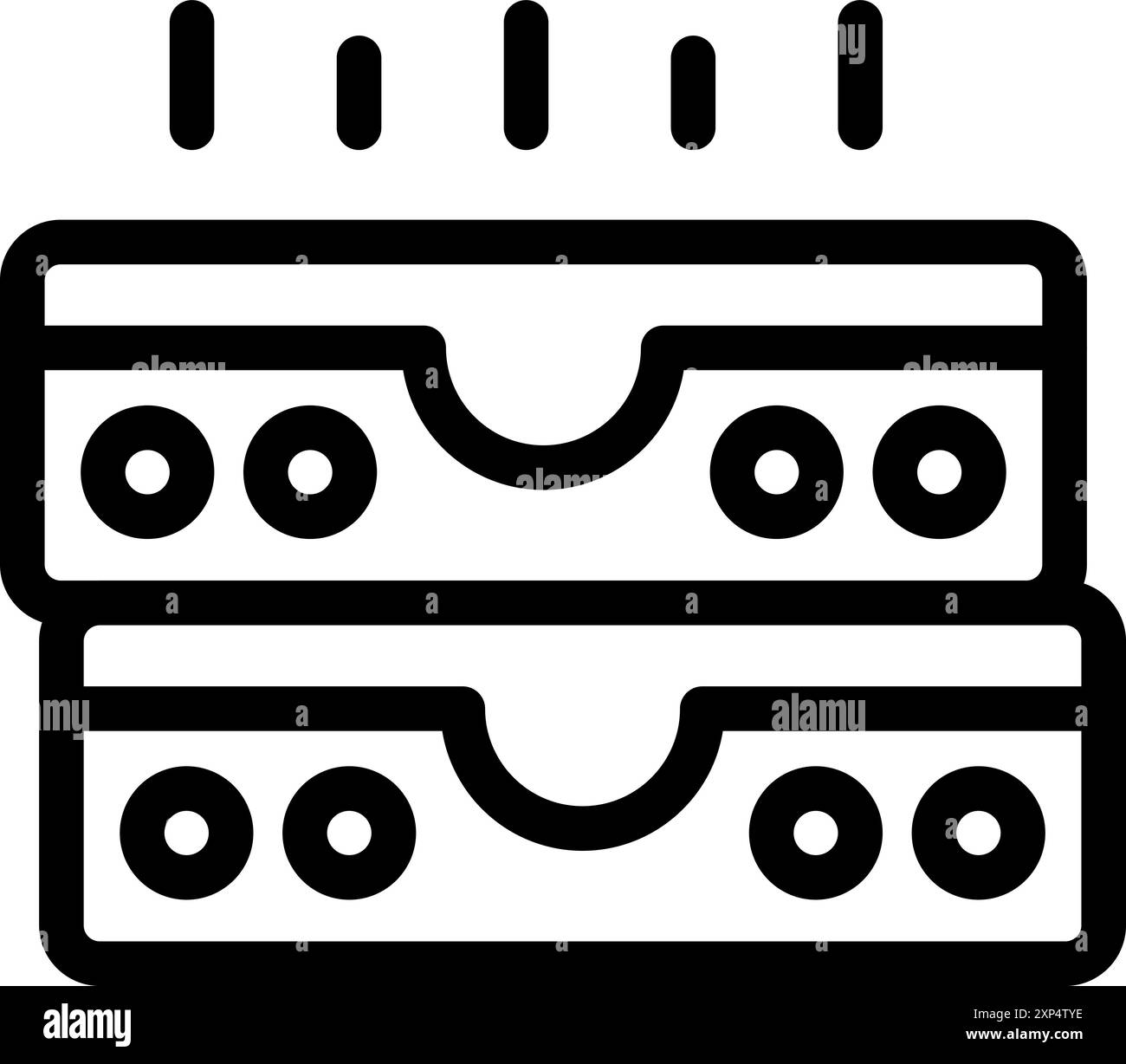This icon represents a server room, symbolizing data storage, processing power, and network infrastructure Stock Vector
