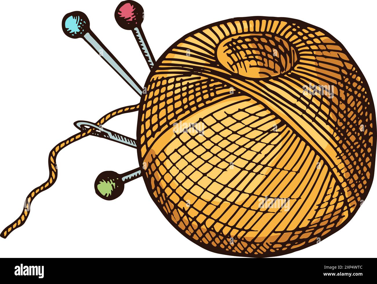 Sewing illustration. Hand drawn thread pins sketch Stock Vector Image ...