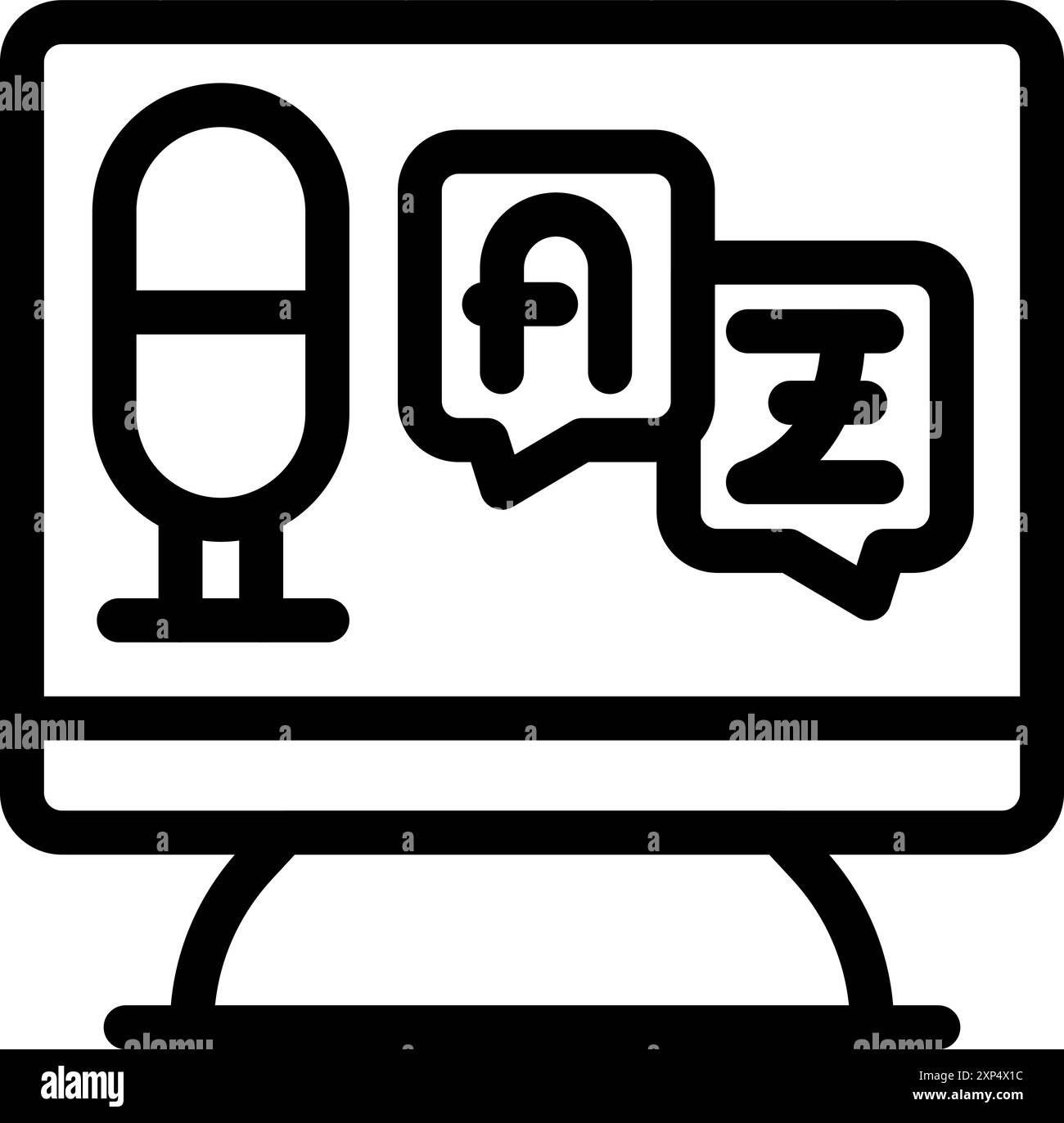 Language learning app translating words from different alphabets on a desktop computer Stock Vector
