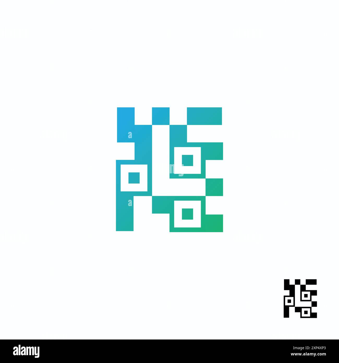 Letter L creative technological modern data pixel QR Code logo. Vector ...