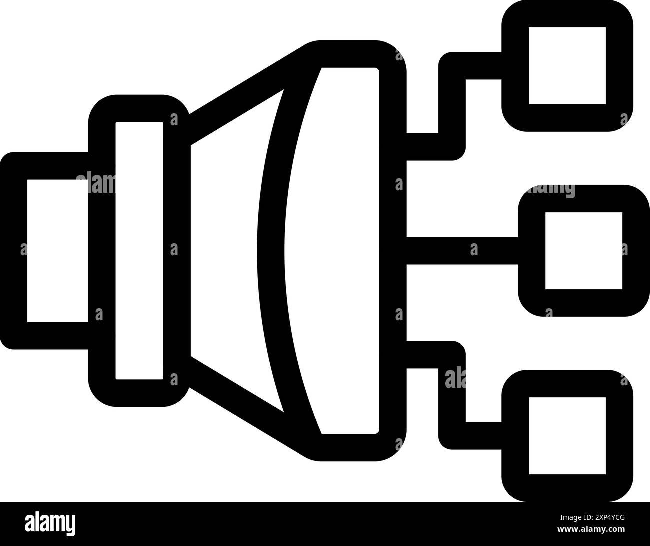 Loudspeaker sending data through digital network with multiple connections Stock Vector
