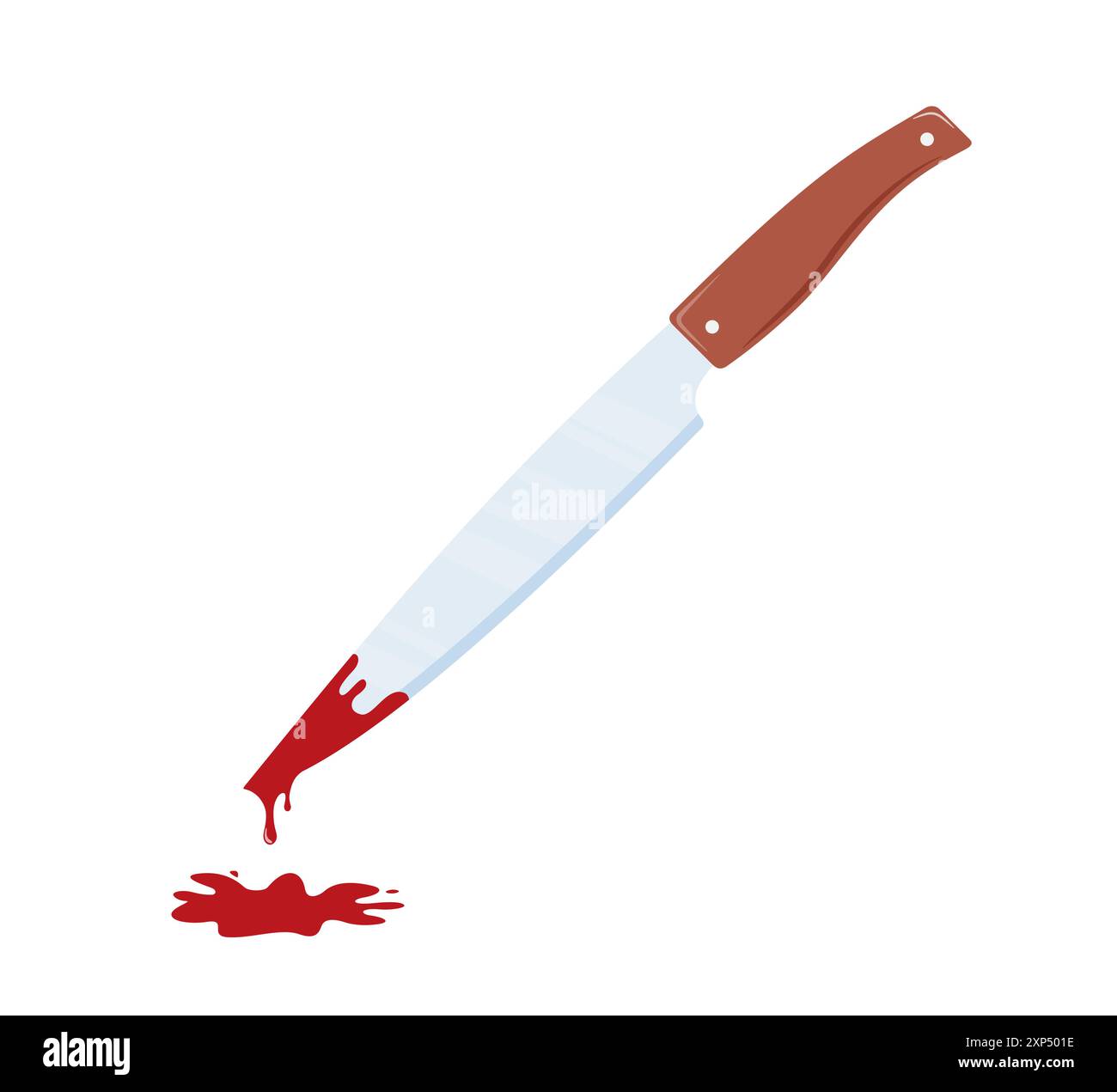 Bloody knife. Murder weapon with red blood stains. Criminal evidence. Criminology Police Crime Investigation concept. Vector illustration Stock Vector