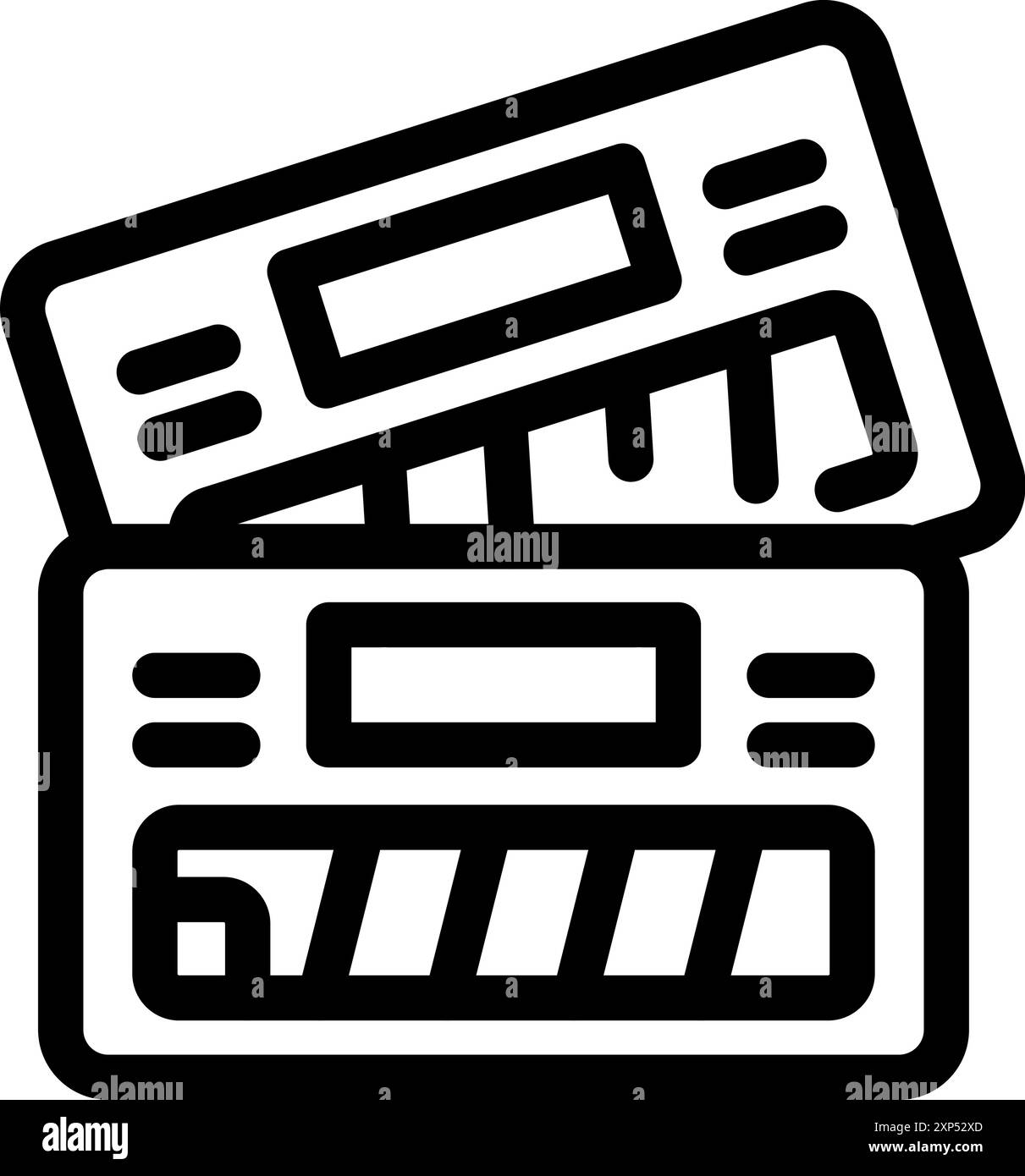 Line art icon of a check printing machine accepting blank check paper ...