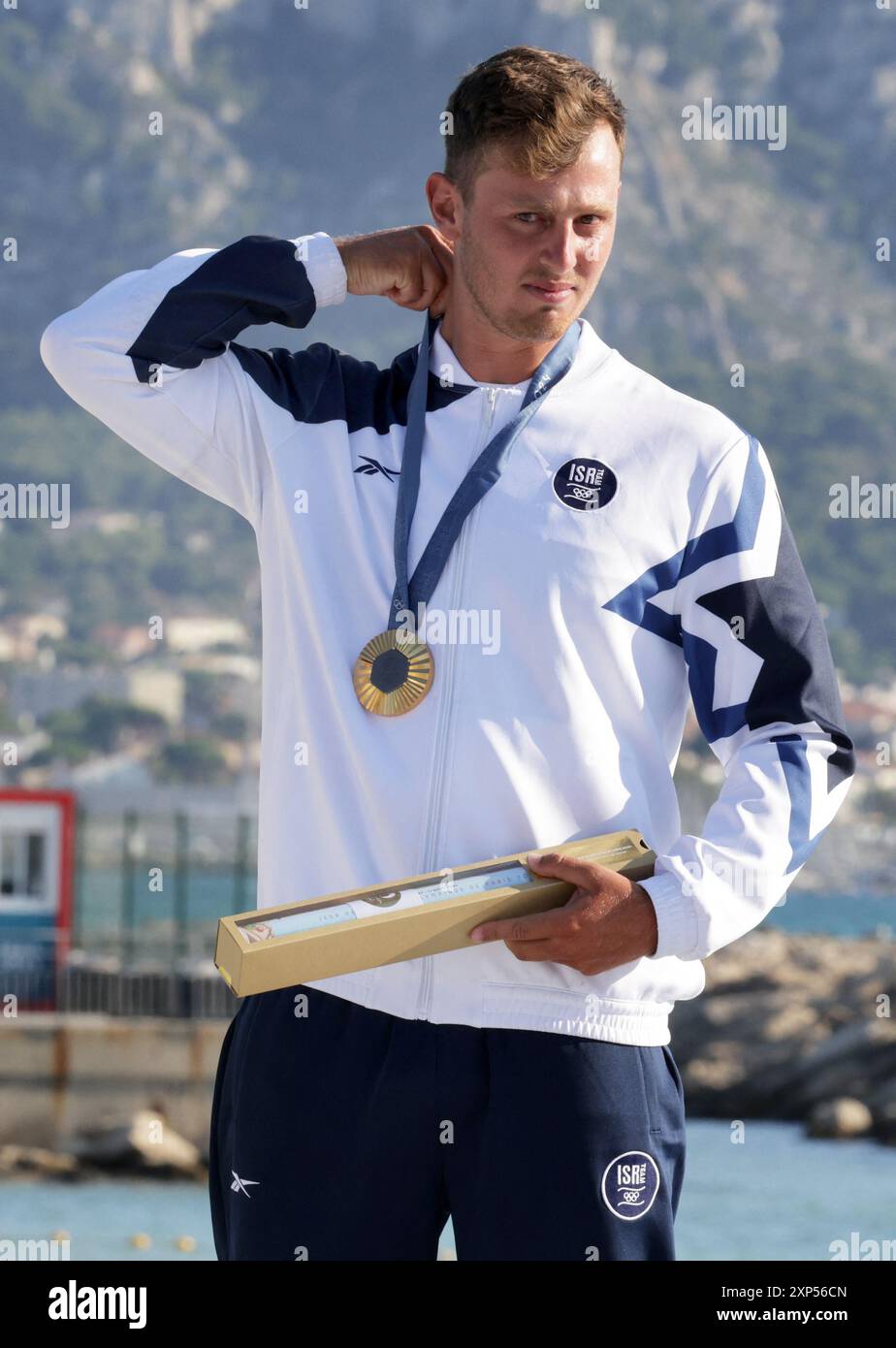 Marseille, France. 03rd Aug, 2024. Tom Reuveny of Team Israel wins gold ...
