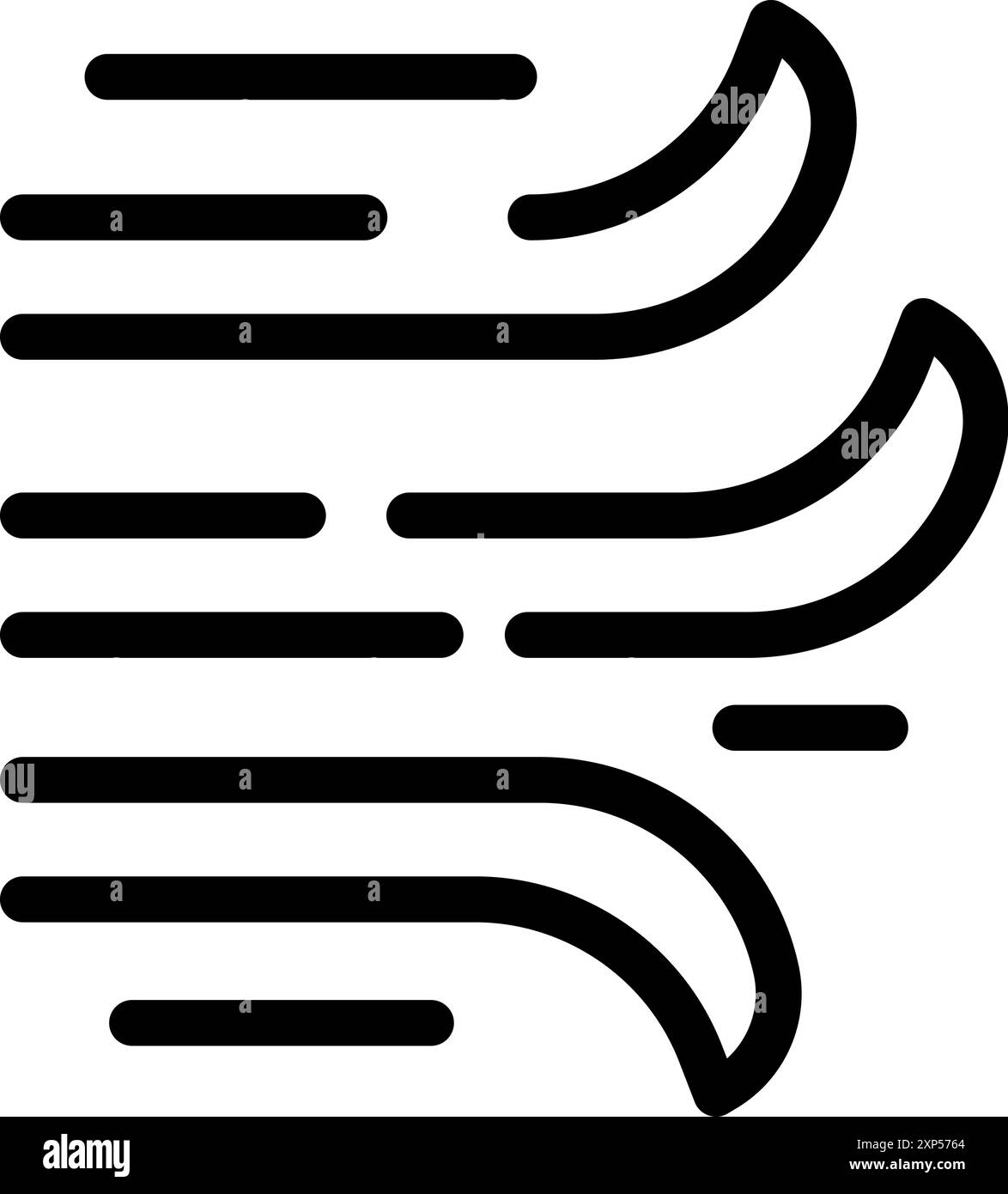 Simple black line art icon representing wind blowing Stock Vector
