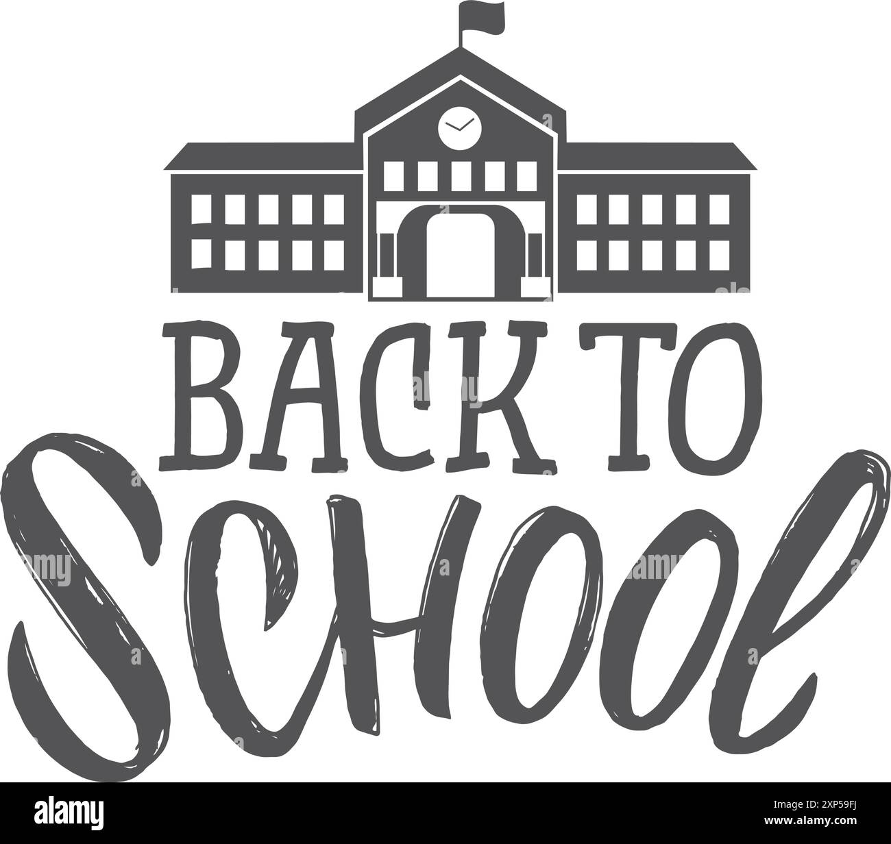 Back to school doodle. Black hand drawn lettering emblem Stock Vector