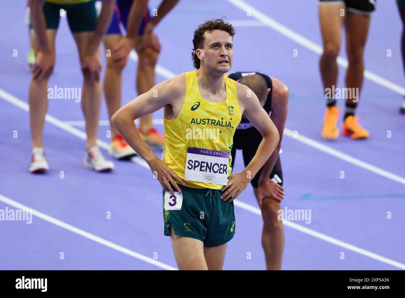 Paris, France, 3 August, 2024. Adam Spencer of Australia competing in the MenÕs 1500 Repecharge Round during the Paris 2024 Olympic Games Athletics at the Stade de France on August 03, 2024 in Paris, France. Credit: Pete Dovgan/Speed Media/Alamy Live News Stock Photo