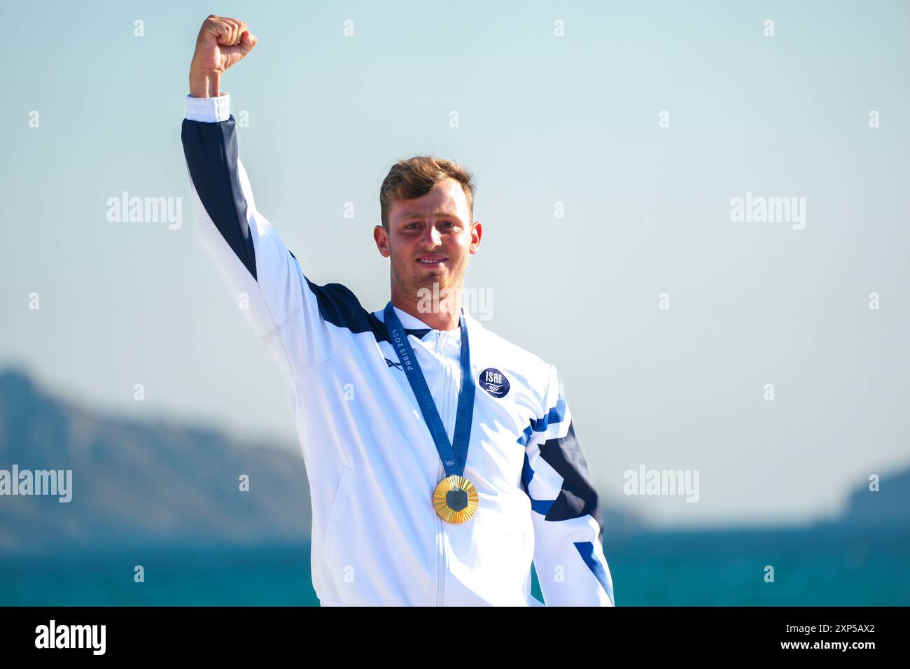 Paris, France. 3rd Aug 2024. Tom Reuveny (Israel) Gold medal, Sailing ...
