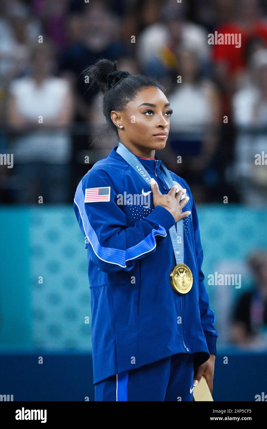 Paris, France. 3rd Aug 2024. Simone Biles ( USA ) Gold medal, Artistic ...