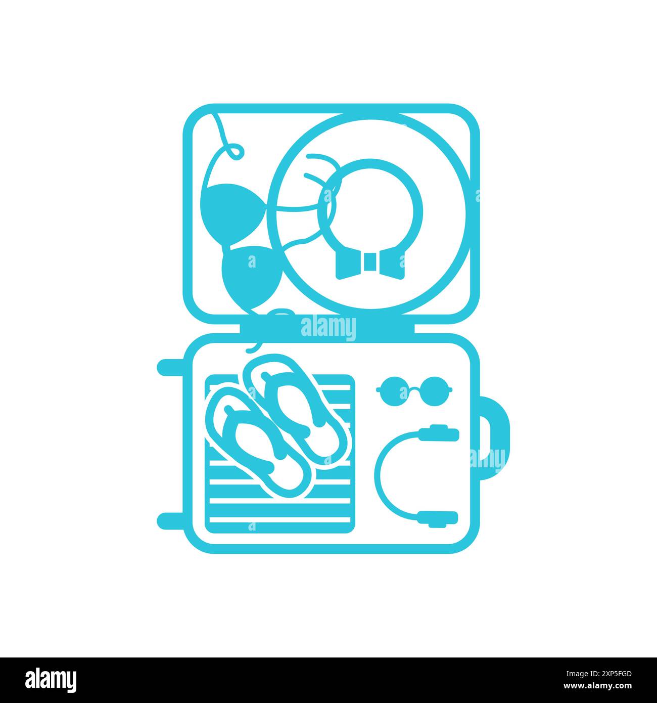 Travel summer suitcase icon, Isolated on white background. From blue icon set. Stock Vector