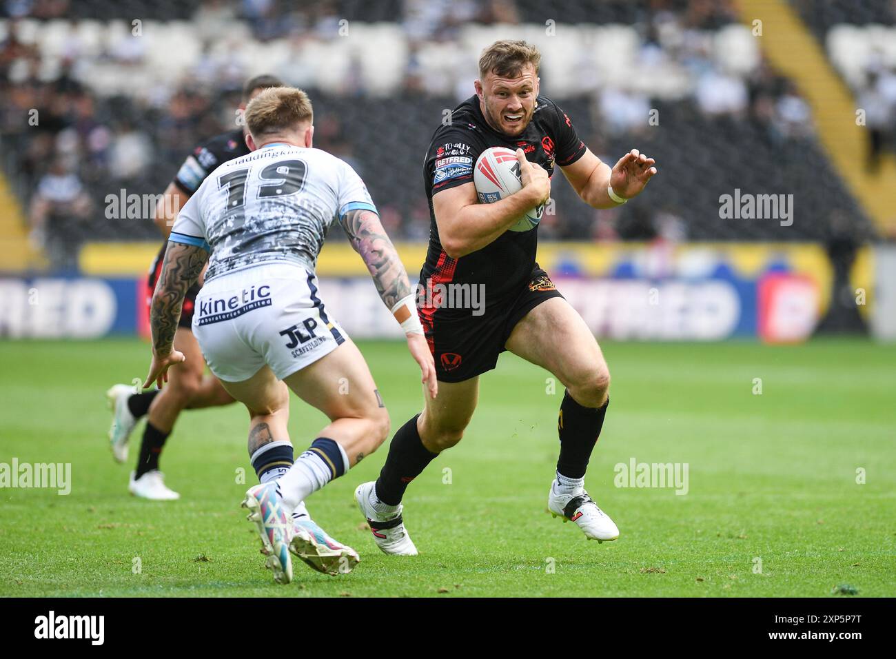 Hull, England - 3rd August 2024 - Joe Batchelor of St Helens makes ...