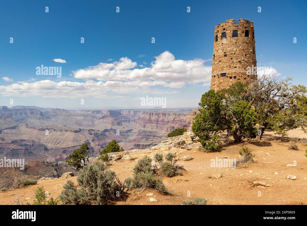 Desert View Watchtower on the south rim of the Grand Canyon in Arizona ...