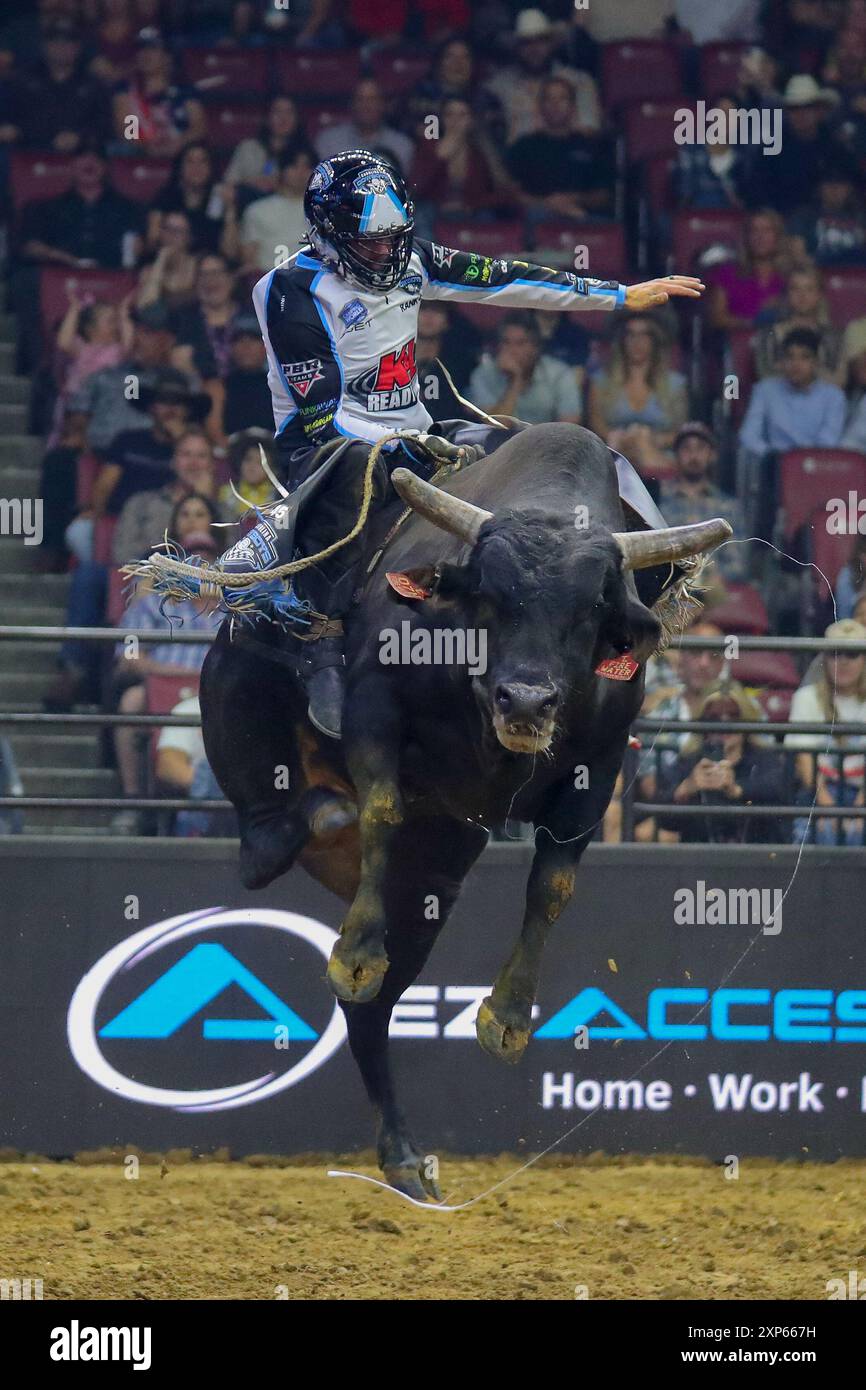 SUNRISE, FLORIDA - AUGUST 2: Cooper Davis riding Firewater during the ...