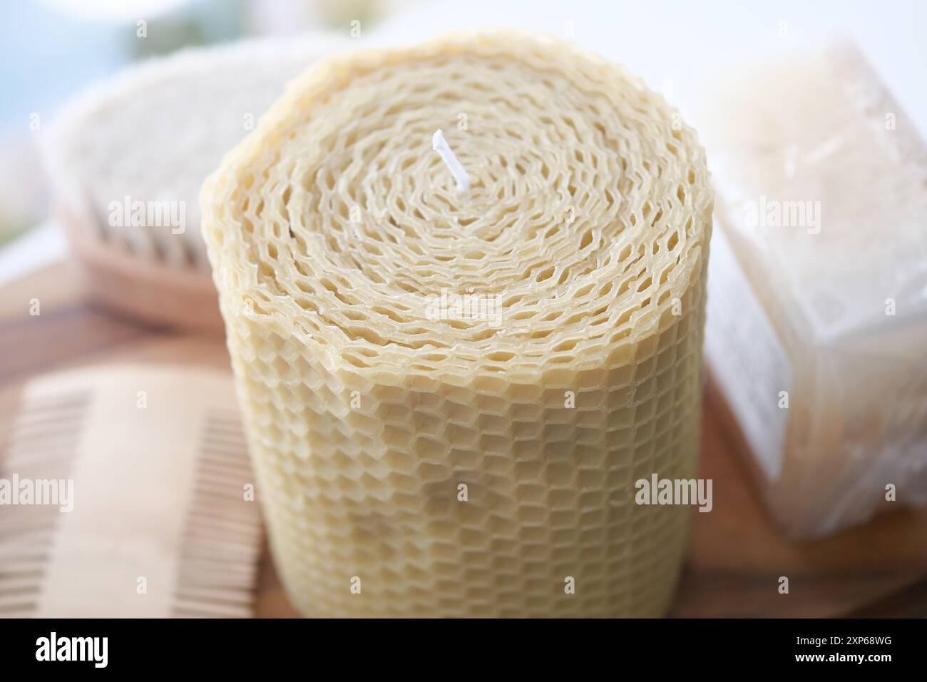 Natural Honeycomb Wax Roll for various Crafts and exciting DIY Projects to inspire creativity Stock Photo