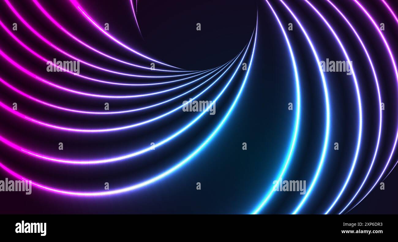 Blue purple 3d neon wavy lines abstract technology background ...