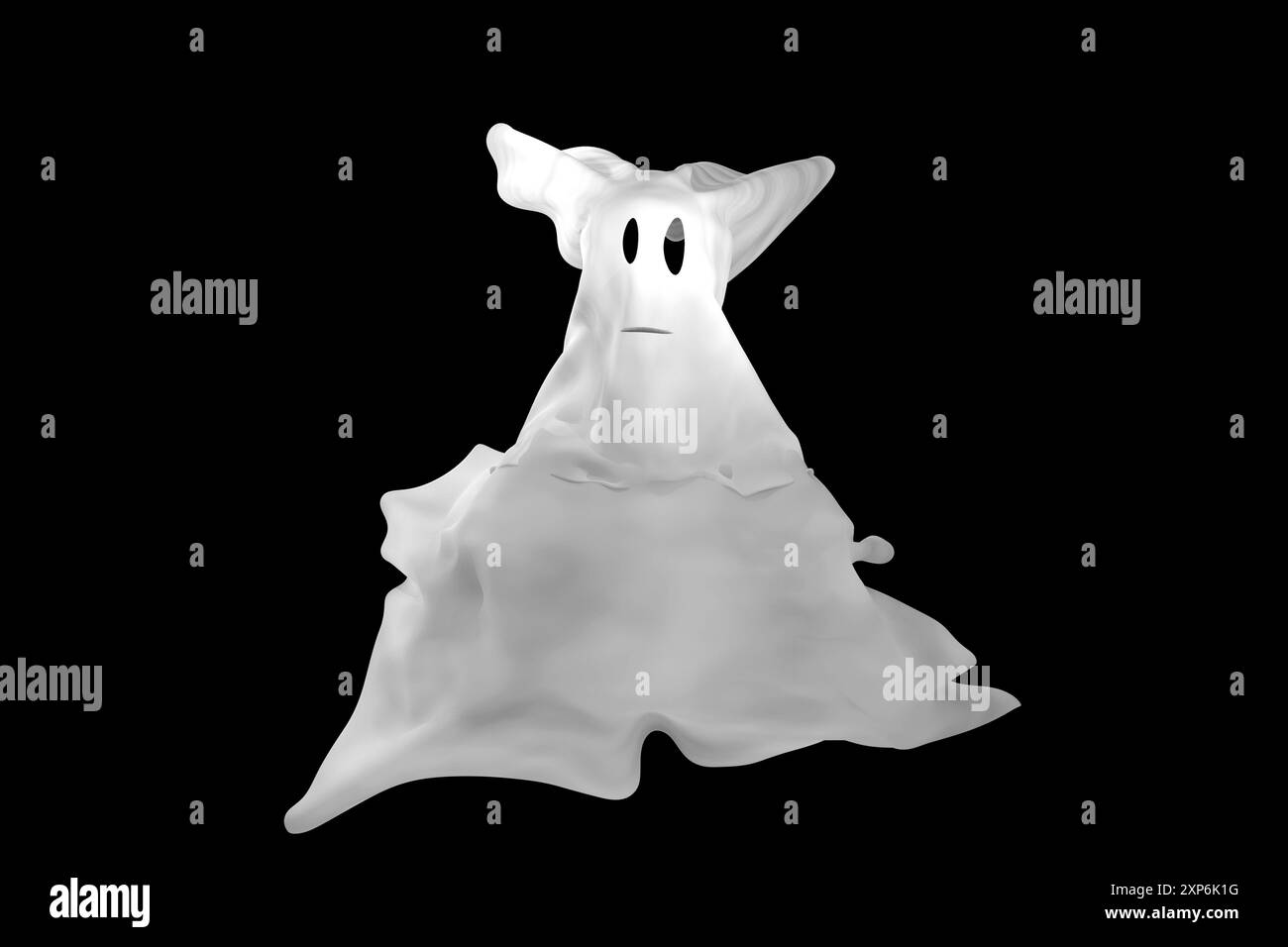 Cute ghosts isolated on black background. 3D render illustration. Stock Photo