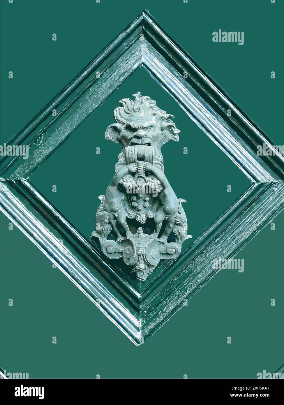 A door knocker as a mythical figure stock vector image art alamy