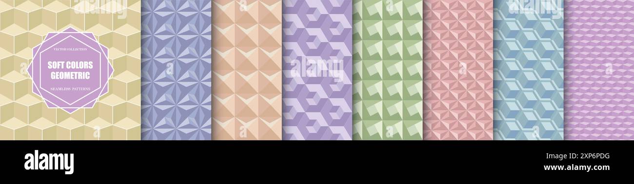 Collection of color seamless geometric patterns. Repeatable bright ...